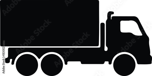 Illustration delivery truck side view transportation silhouette vector