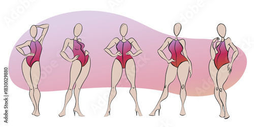 Female modeling posing vector sketch 