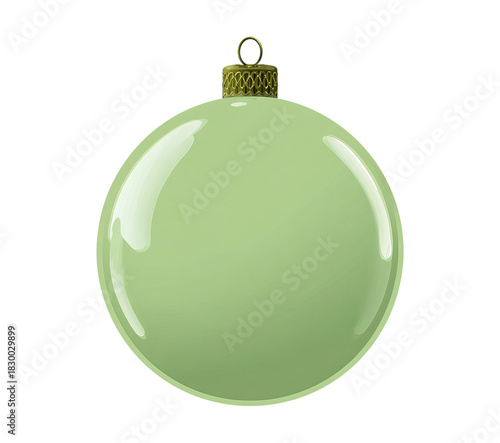 Light Green Christmas Ornament isolated on a transparent background