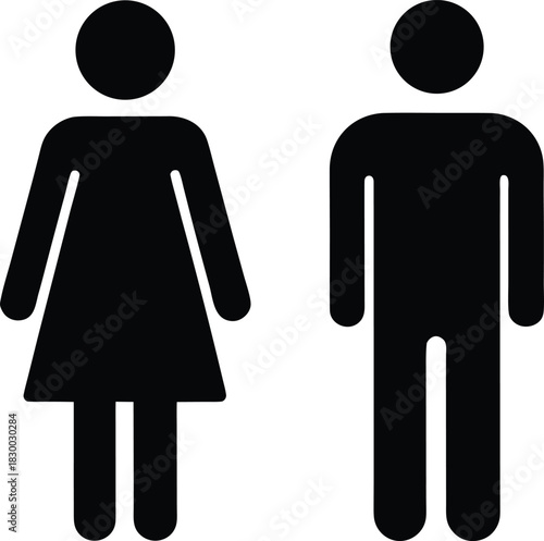 Toilet Signs Male Female Unisex Silhouette Vector Art Illustration