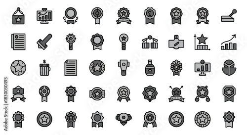 Set of achievement and award icons, representing success, recognition, and excellence