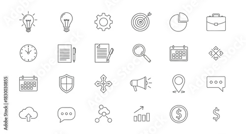 Business and finance icon set collection of linear symbols for web design, mobile app, and graphic design projects