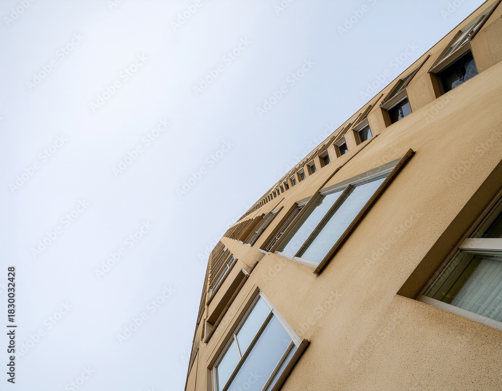 Fototapeta premium Modern Architectural Structure with Geometric Design and Blue Sky