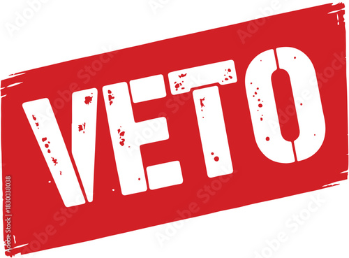 VETO stamp, red rubber stamp sign