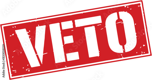 VETO stamp, red rubber stamp sign