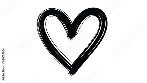 A simple, hand-drawn black heart symbol is depicted on a plain white background, suggesting a concept of love or affection.