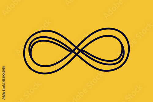 Stylized Infinity Loop Symbol in Blue on Yellow A Concept of Limitless Possibilities