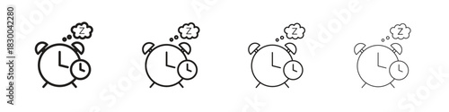 Alarm snooze icon with Editable Strokes in thin to bold line styles