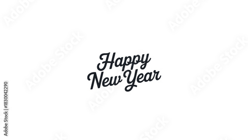 Elegant handwritten script typography celebrating the arrival of the new year with a festive greeting