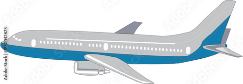 Blue and Gray Commercial Airplane Illustration
