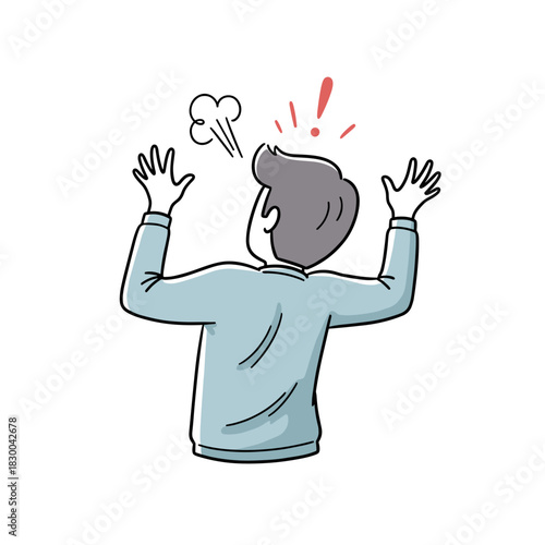 Surprised young man expressing shock with hands raised in excitement on a white background