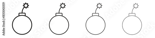 Bomb icon with Editable Strokes in thin to bold line styles