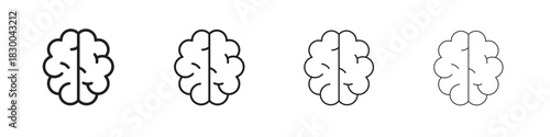 Brain icon with Editable Strokes in thin to bold line styles