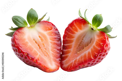 strawberry sliced in half isolated on transparent background image