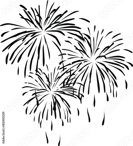 Black and White Fireworks Burst