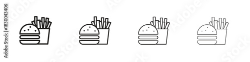 Burger Fries icon with Editable Strokes in thin to bold line styles