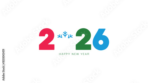 Brightly colored number two and twenty six with festive sparkles and text celebrating a special date