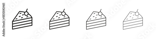 Cake-slice icon with Editable Strokes in thin to bold line styles