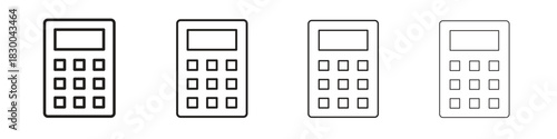 Calculator icon with Editable Strokes in thin to bold line styles