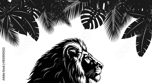 Majestic Lion Portrait - A Study in Black and White Artistry.