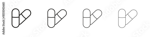 Capsules icon with Editable Strokes in thin to bold line styles