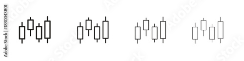 Chart candlestick icon with Editable Strokes in thin to bold line styles