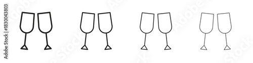 Champagne Glass icon with Editable Strokes in thin to bold line styles