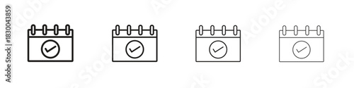 Check in calendar icon with Editable Strokes in thin to bold line styles