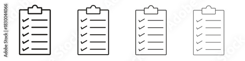 Clipboard icon with Editable Strokes in thin to bold line styles