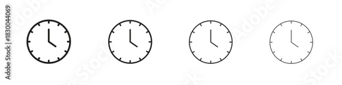 Clock face icon with Editable Strokes in thin to bold line styles