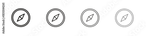 Compass icon with Editable Strokes in thin to bold line styles