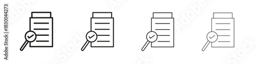 Compliance document icon with Editable Strokes in thin to bold line styles