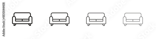 Couch icon with Editable Strokes in thin to bold line styles