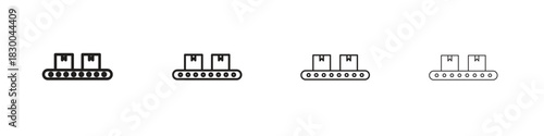 Conveyor belt icon with Editable Strokes in thin to bold line styles