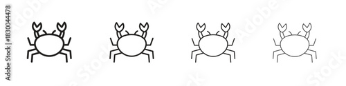 Crab icon with Editable Strokes in thin to bold line styles