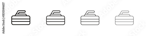 Curling stone icon with Editable Strokes in thin to bold line styles