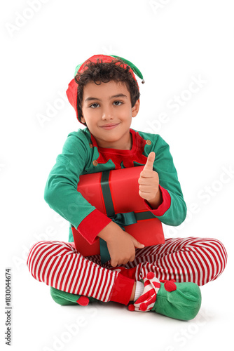 Cute little boy in elf cost...