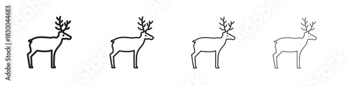 Deer icon with Editable Strokes in thin to bold line styles