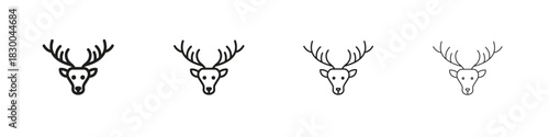 Deer rudolph icon with Editable Strokes in thin to bold line styles
