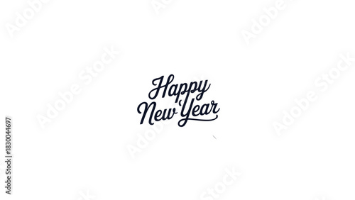 Elegant hand drawn calligraphy text happy new year festive greeting design element on white background