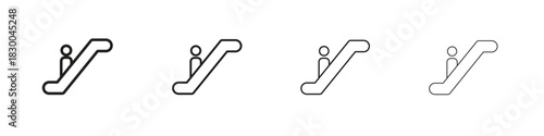 Escalator icon with Editable Strokes in thin to bold line styles