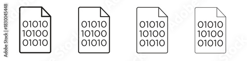 File Binary icon with Editable Strokes in thin to bold line styles