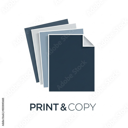 Minimal Paper Stack Illustration for Professional Print and Copy Shop Logo