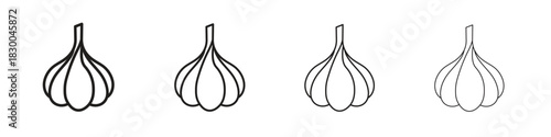 Garlic icon with Editable Strokes in thin to bold line styles