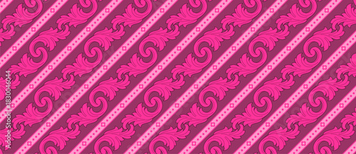 Pink Batik Ornamental Seamless Pattern Wallpaper Vector EPS File Background Design