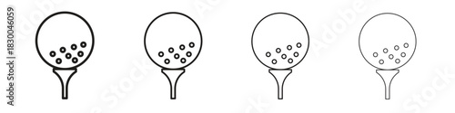 Golf ball icon with Editable Strokes in thin to bold line styles