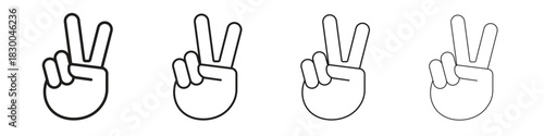 Hand peace icon with Editable Strokes in thin to bold line styles
