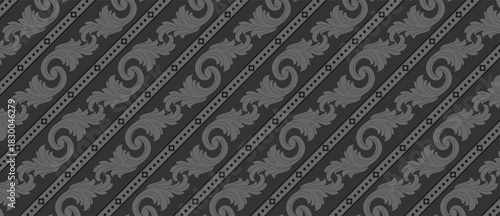 Gray Batik Ornamental Seamless Pattern Wallpaper Vector EPS File Background Design