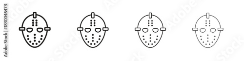 Hockey mask icon with Editable Strokes in thin to bold line styles