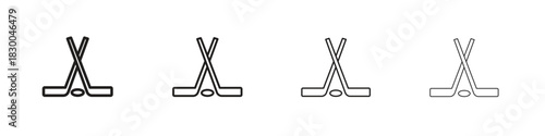 Hockey sticks icon with Editable Strokes in thin to bold line styles